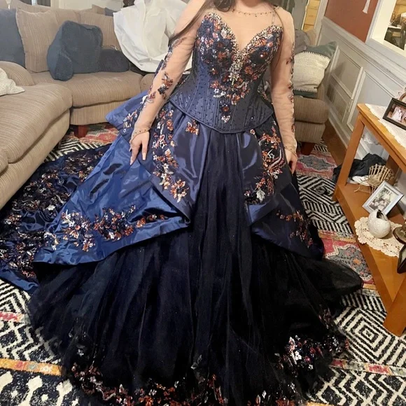 Lumière de Ragazza Fashion Navy Blue Quinceañera Dress - Picture 5 of 7